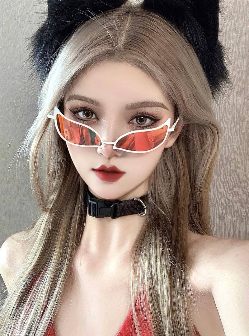 Tech Sense Sunglasses Cat Eye Glasses worn by a model showcasing their stylish design and UV protection.