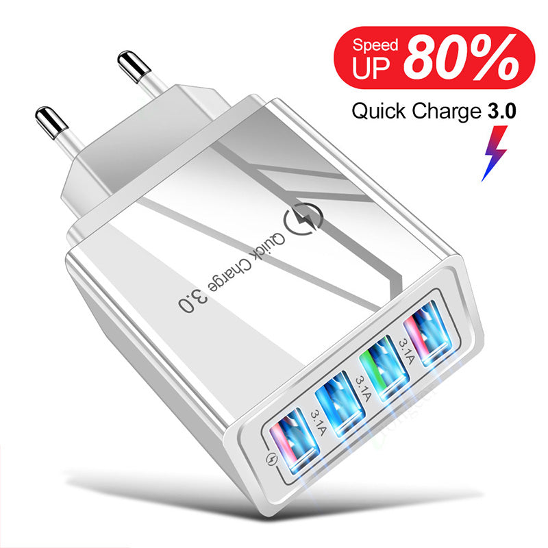 USB Charger Quick Charge 3.0 4 Phone Adapter Fast Charger