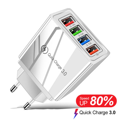 USB Charger Quick Charge 3.0 4 Phone Adapter Fast Charger