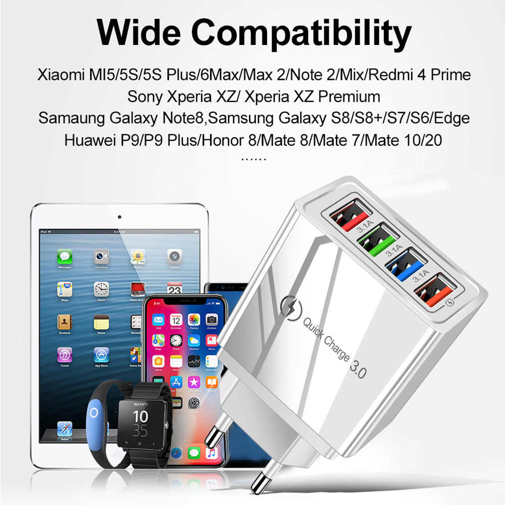 USB Charger Quick Charge 3.0 4 Phone Adapter Fast Charger